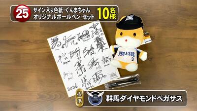 サイン入り色紙、ぐんまちゃんぬいぐるみ、オリジナルボールペン　10名様